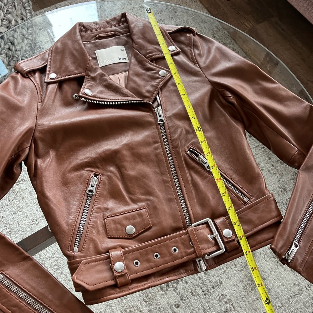 Aritzia Wilfred Free The iconic Lennon Brown new Moto Biker Leather Jacket Sz S - Picture 13 of 17